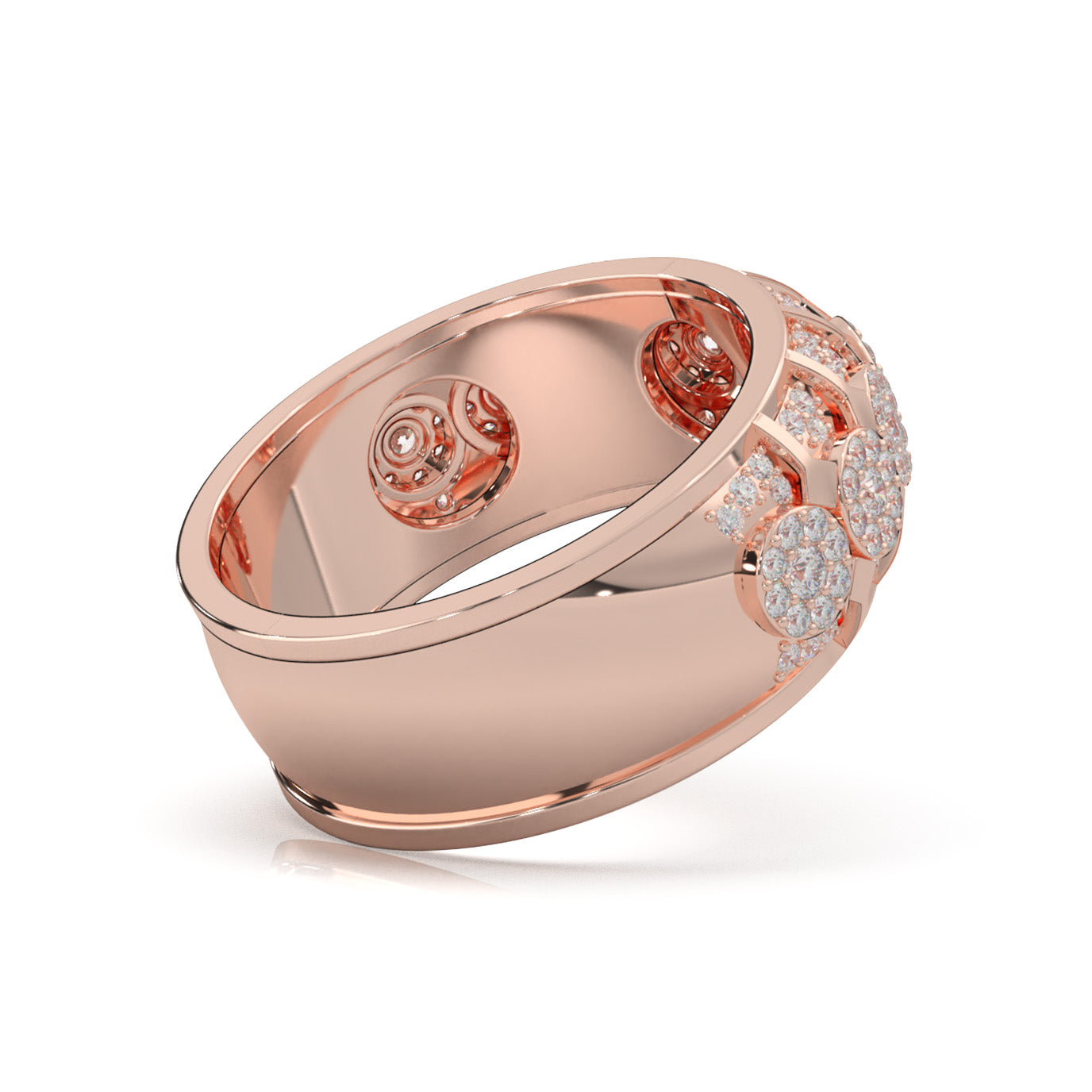 1.20 ct Natural Diamond Round Cut Cluster Hip Hop Mens Wedding Band in 10k Rose Gold