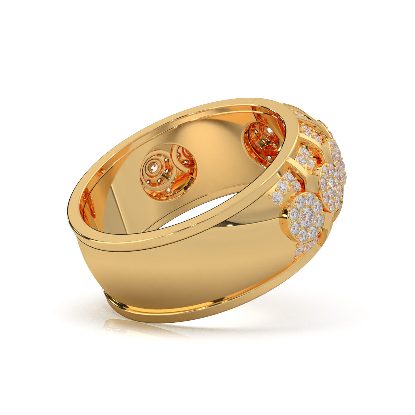 1.20 ct Natural Diamond Round Cut Cluster Hip Hop Mens Wedding Band in 10k Yellow Gold