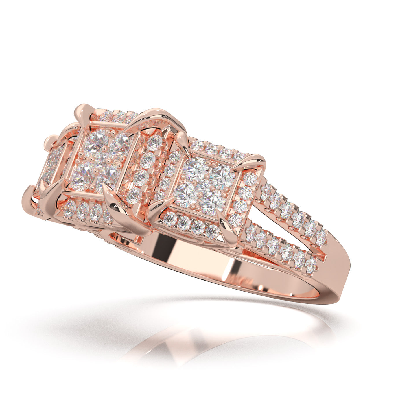 1.20 ct Lab Grown Diamond Princess Effect Mens Statement Ring in 14k Rose Gold