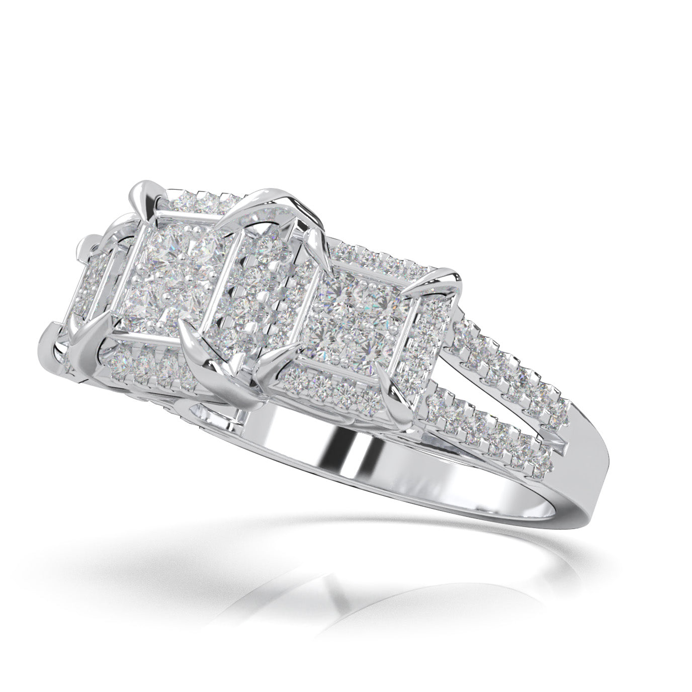 1.20 ct Lab Grown Diamond Princess Effect Mens Statement Ring in 14k White Gold