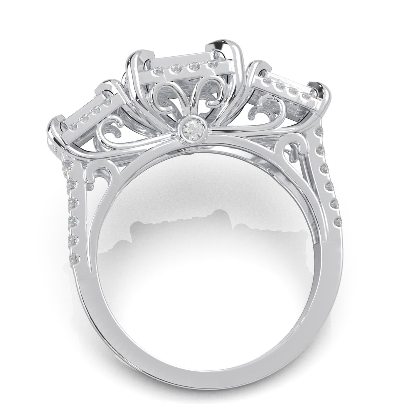 1.20 ct Lab Grown Diamond Princess Effect Mens Statement Ring in 14k White Gold