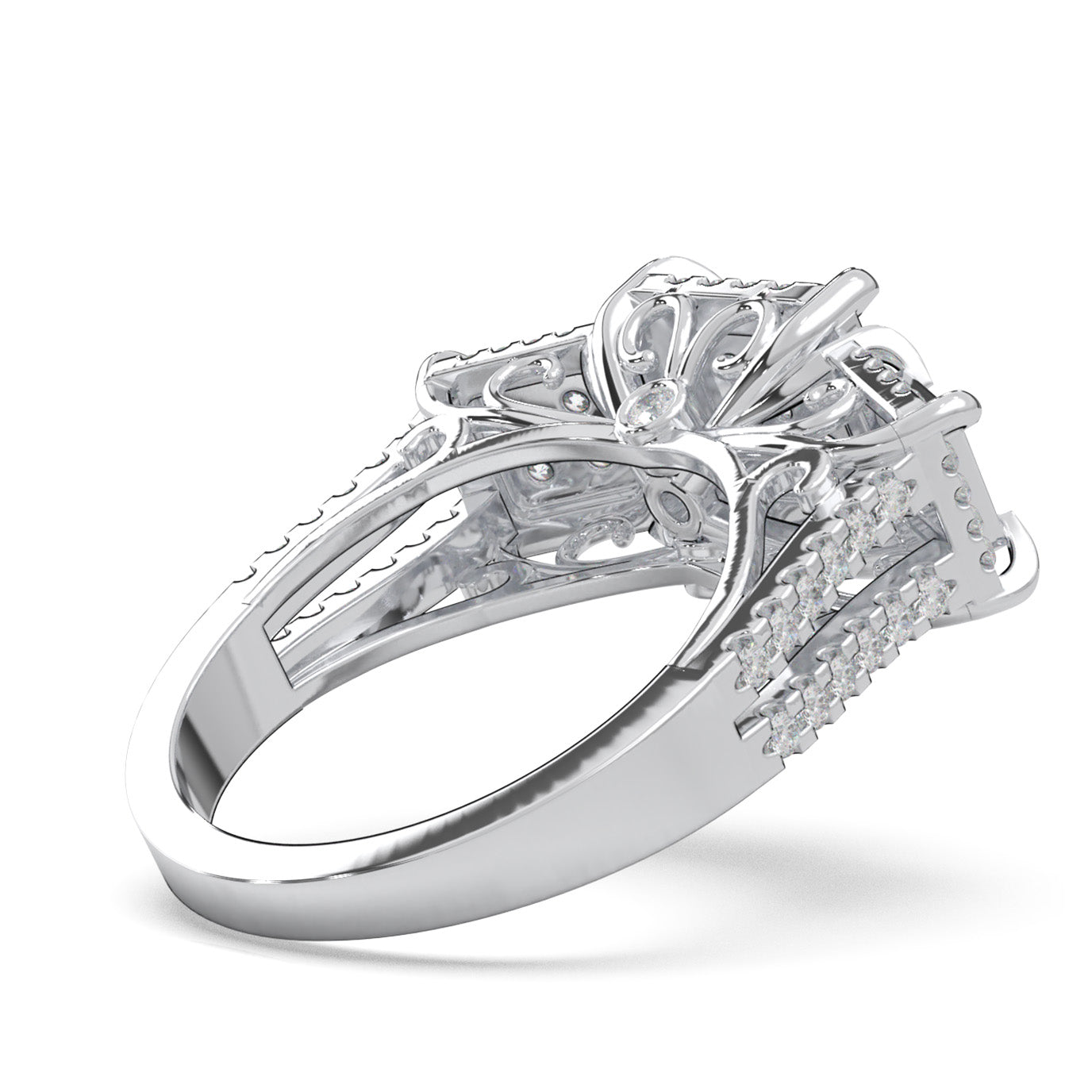 1.20 ct Lab Grown Diamond Princess Effect Mens Statement Mens Ring in 14k White Gold
