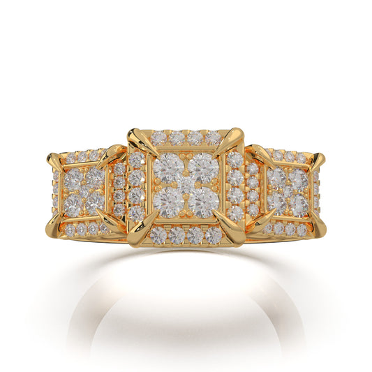 1.20 ct Natural Diamond Princess Effect Mens Statement Ring in 14k Yellow Gold