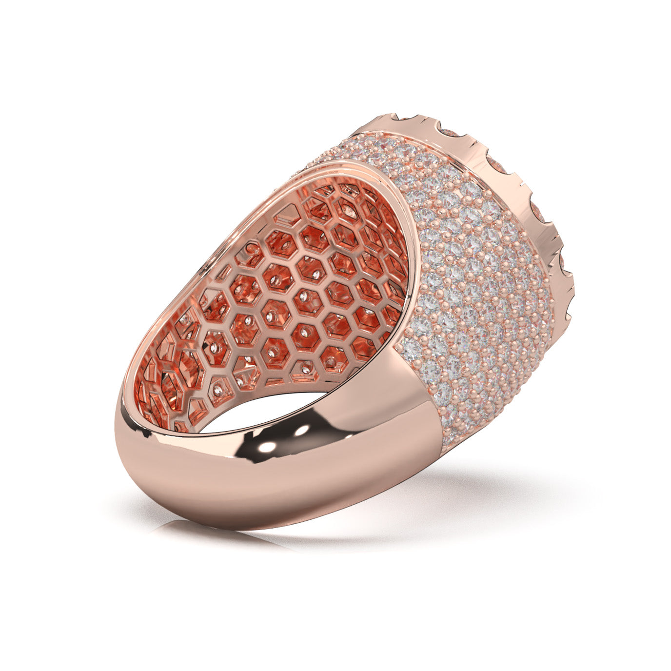 6.40 ct Lab Grown Diamond Round Cut Pinky Cake Mens Ring in 14k Rose Gold