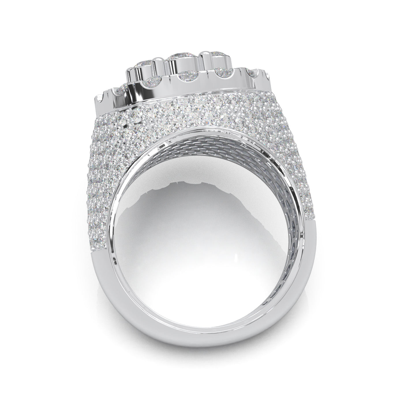 6.40 ct Moissanite Round Cut Pinky Cake Mens Ring in 14k White Gold