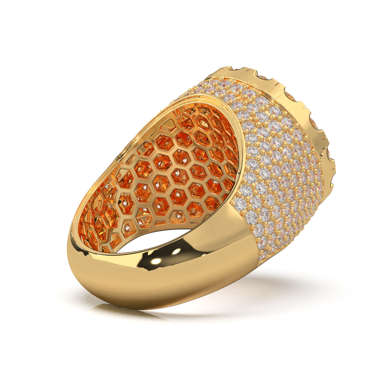 6.40 ct Natural Diamond Round Cut Pinky Cake Mens Ring in 10k Yellow Gold