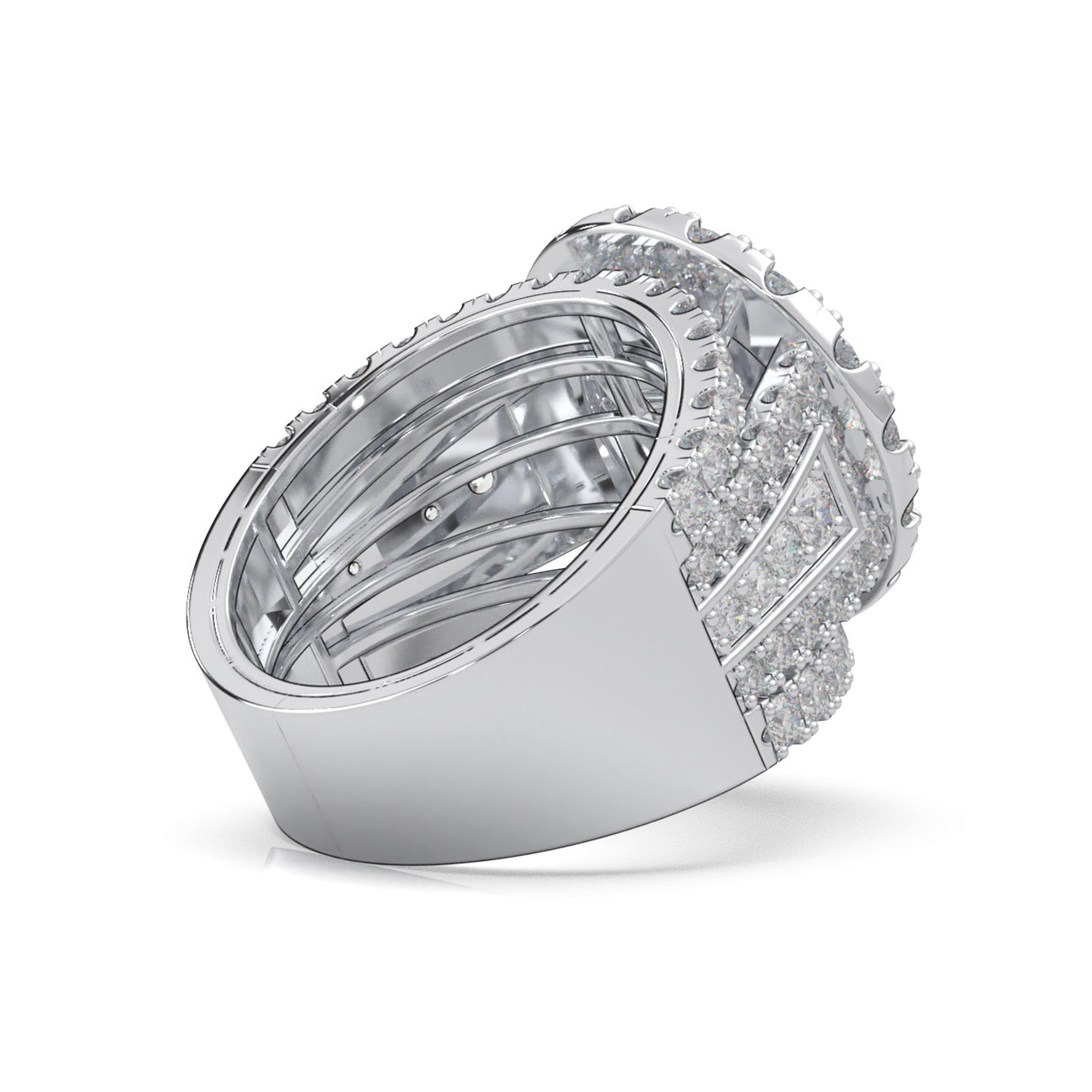 4.50 ct Moissanite Round Statement Cluster Halo Mens Ring in 14k White Gold