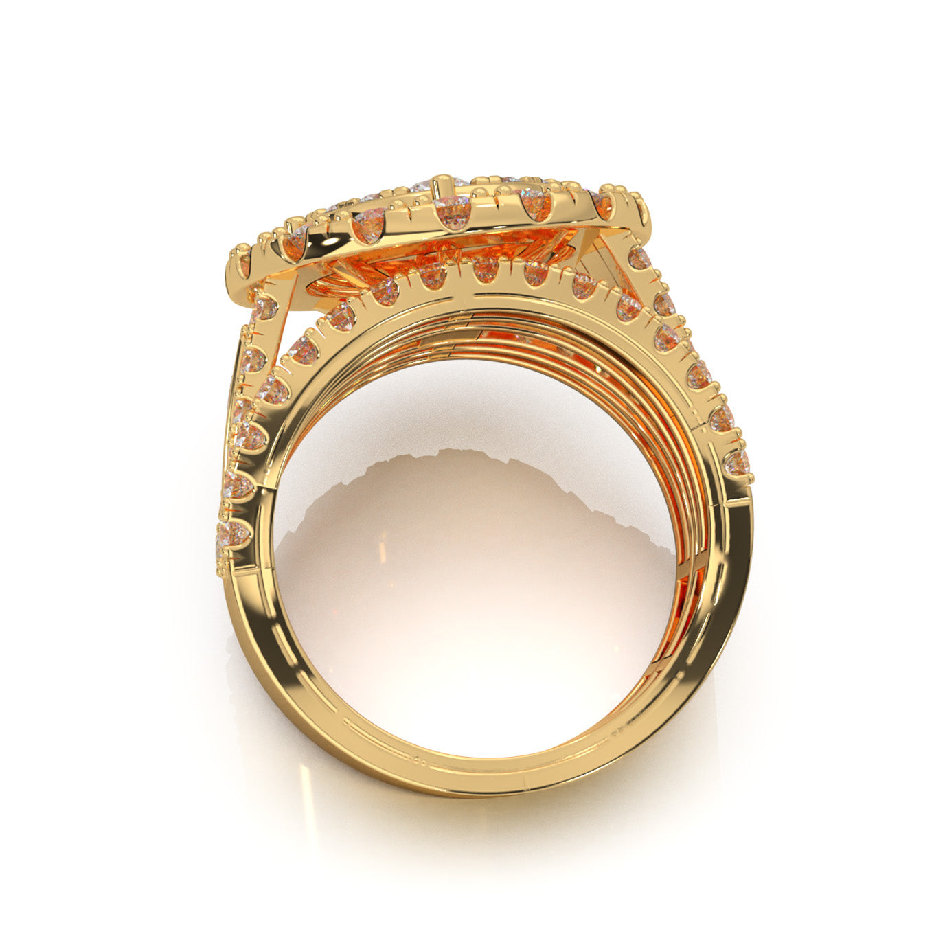 4.50 ct Moissanite Round Statement Cluster Halo Mens Ring in 14k Yellow Gold
