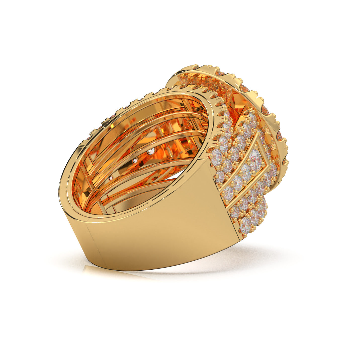 4.50 ct Moissanite Round Statement Mens Cluster Halo Mens Ring in 10k Yellow Gold