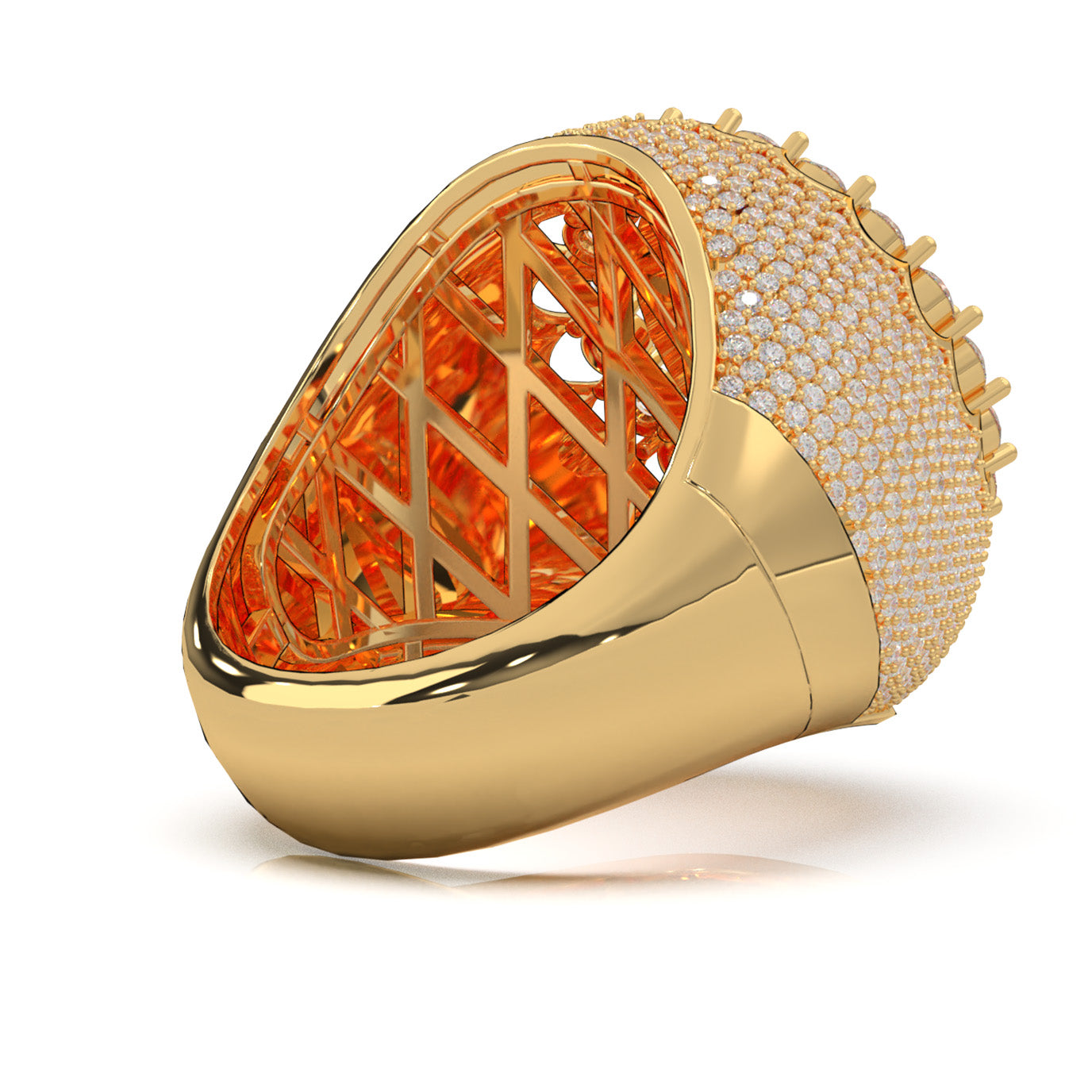 4.90 ct Lab Grown Diamond Statement Mens Rings in 14k Yellow Gold
