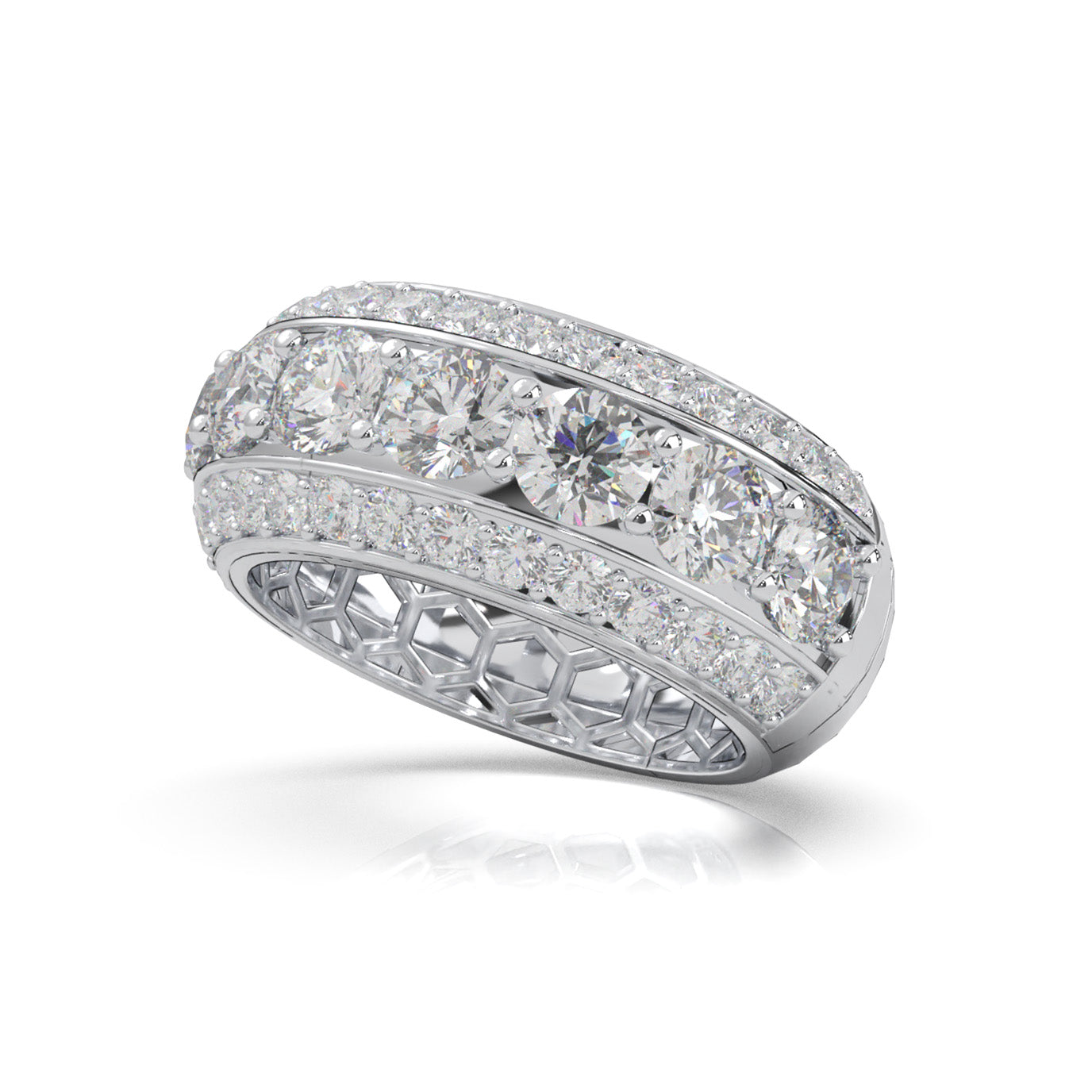 6.50 ct Natural Diamond Wedding Bands in 14k White Gold