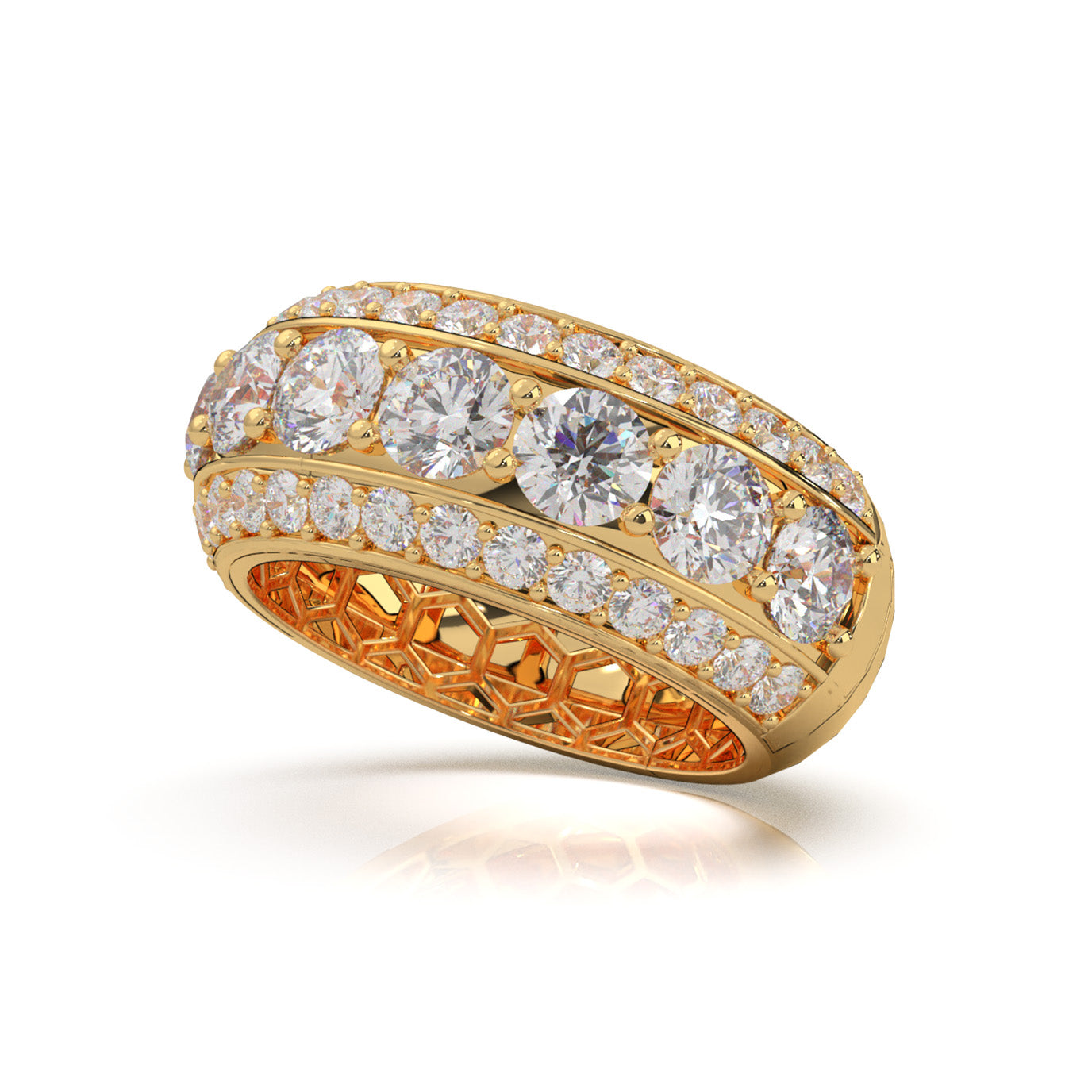 6.50 ct Natural Diamond Wedding Bands in 14k Yellow Gold
