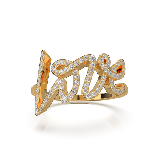 0.45 ct Moissanite Initial Rings in 14k Yellow Gold