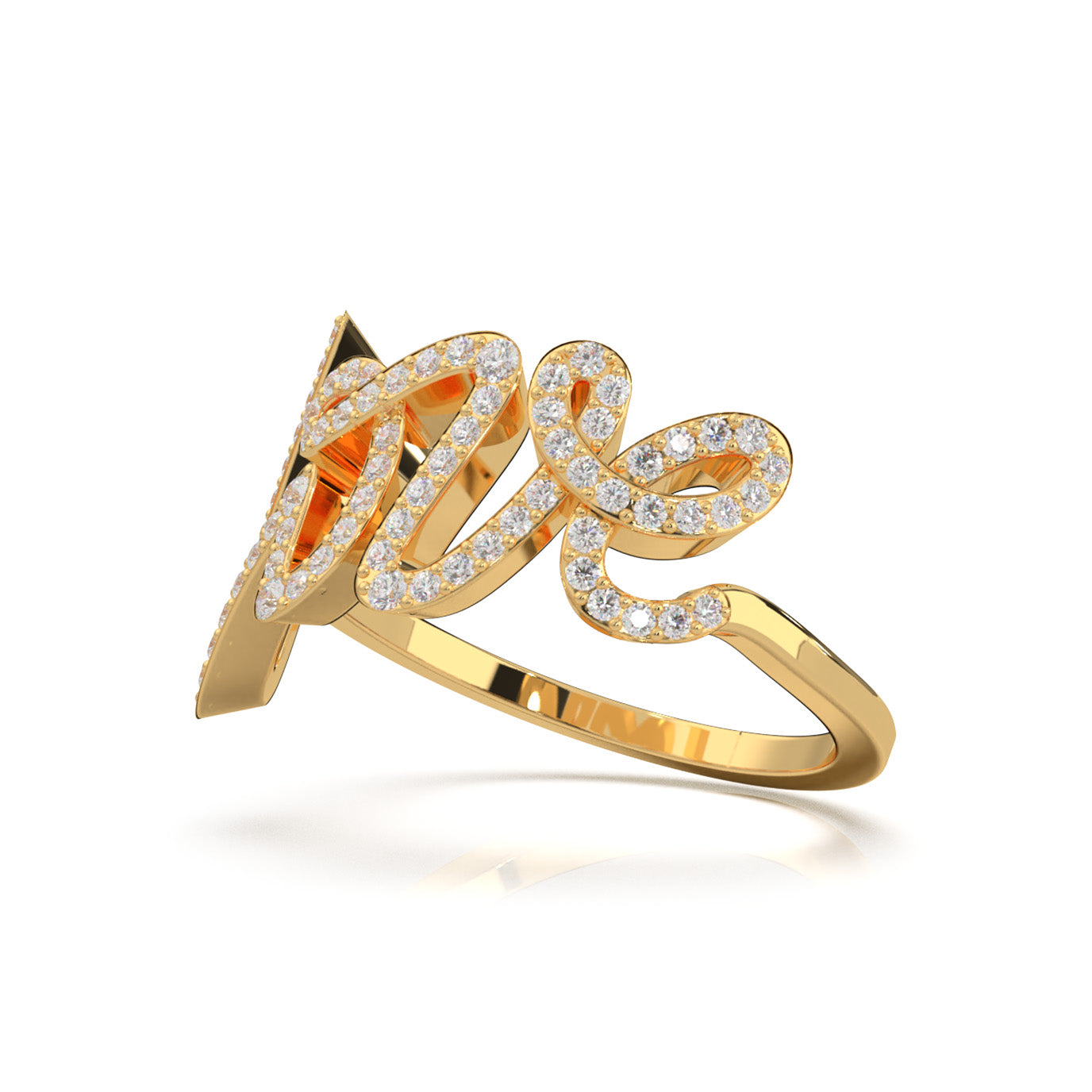 0.45 ct Moissanite Initial Rings in 14k Yellow Gold