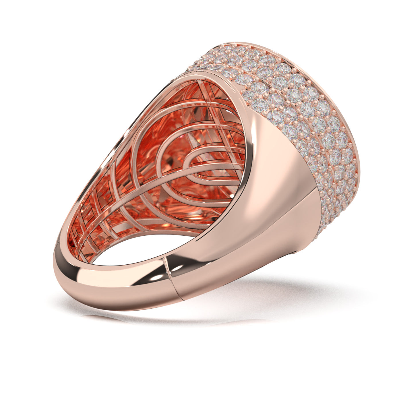 6.50 ct Moissanite Statement Mens Rings in 10k Rose Gold