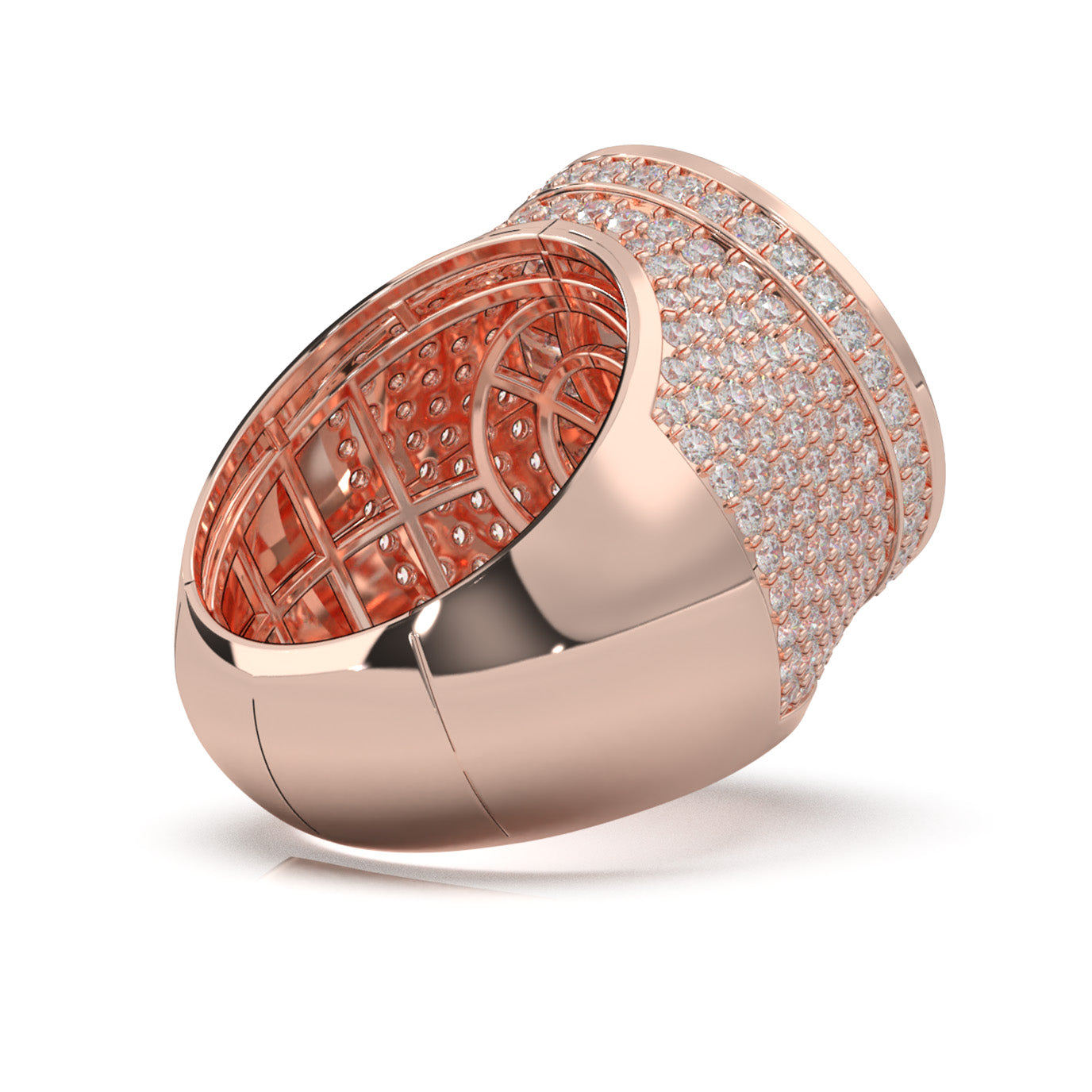 4.80 ct Lab Grown Diamond Statement Mens Rings in 14k Rose Gold