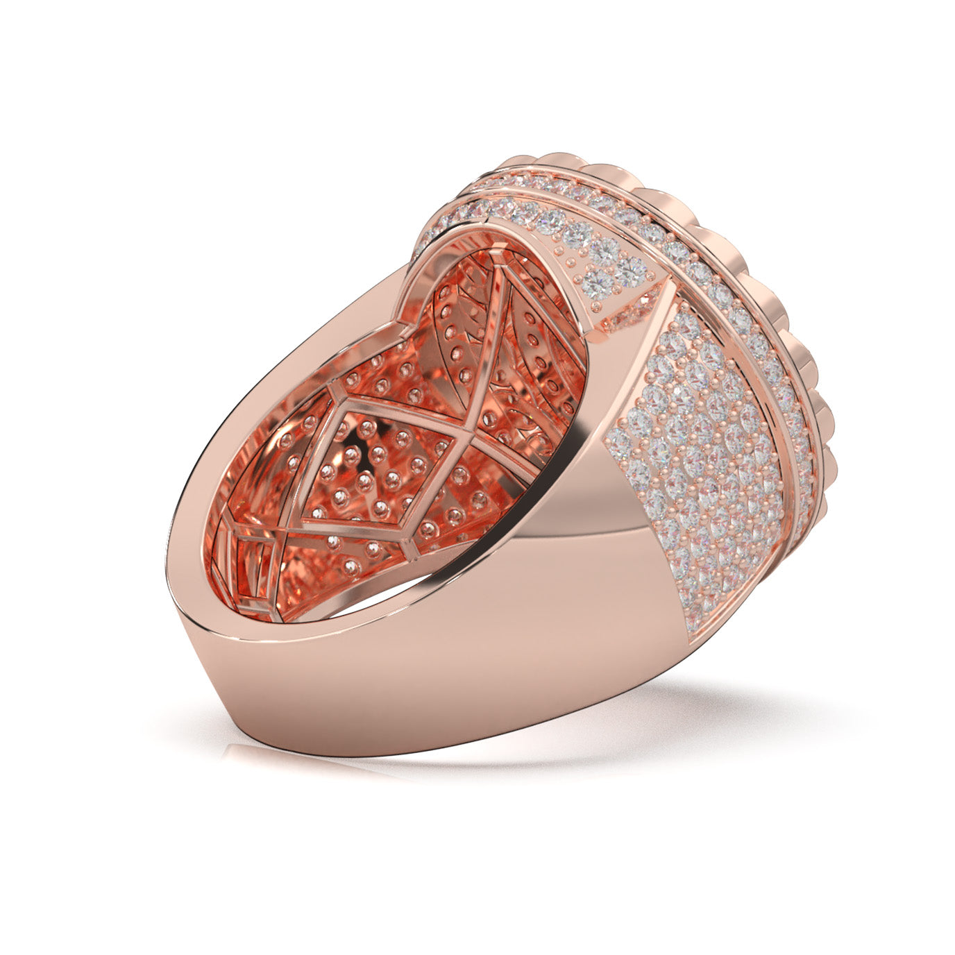 2.90 ct Moissanite Statement Mens Rings in 14k Rose Gold