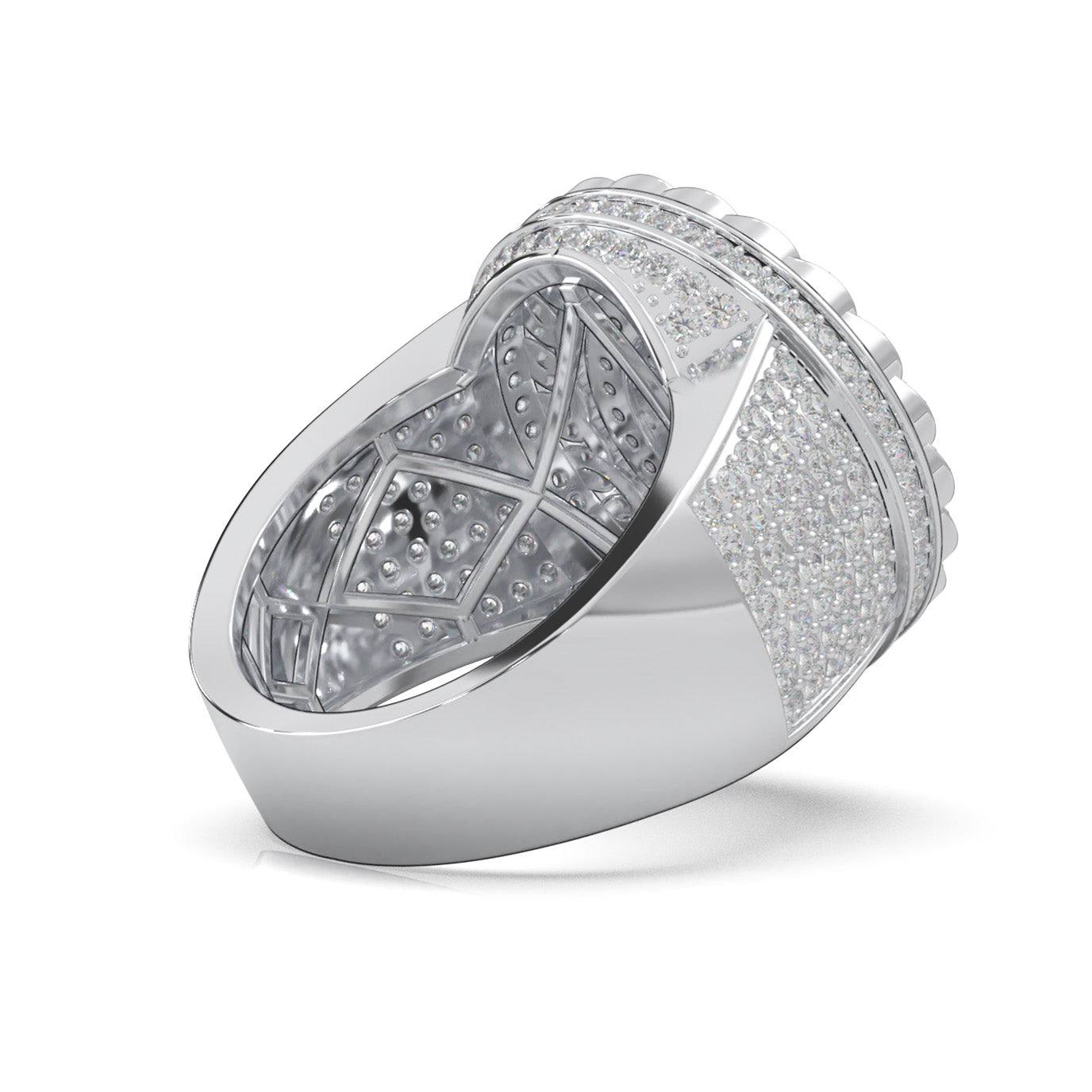 2.90 ct Moissanite Statement Mens Rings in 14k White Gold