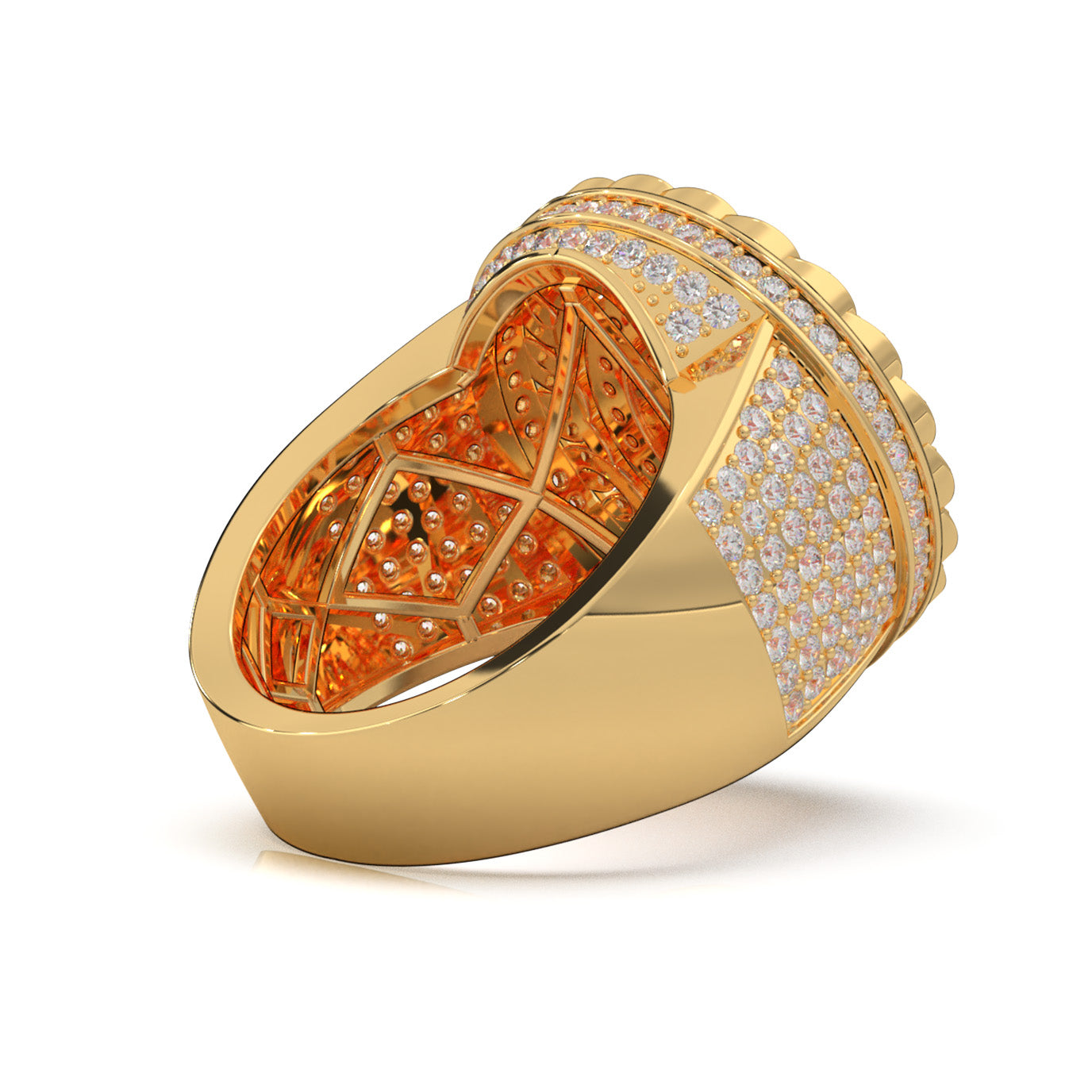 2.90 ct Moissanite Statement Mens Rings in 14k Yellow Gold