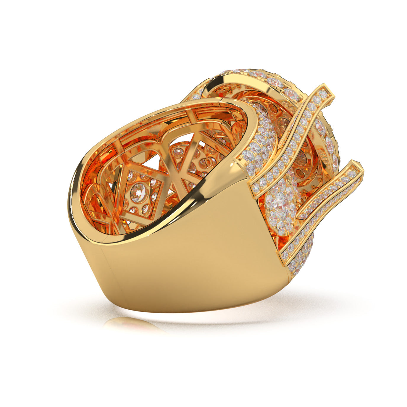 5.60 ct Moissanite Statement Mens Rings in 14k Yellow Gold