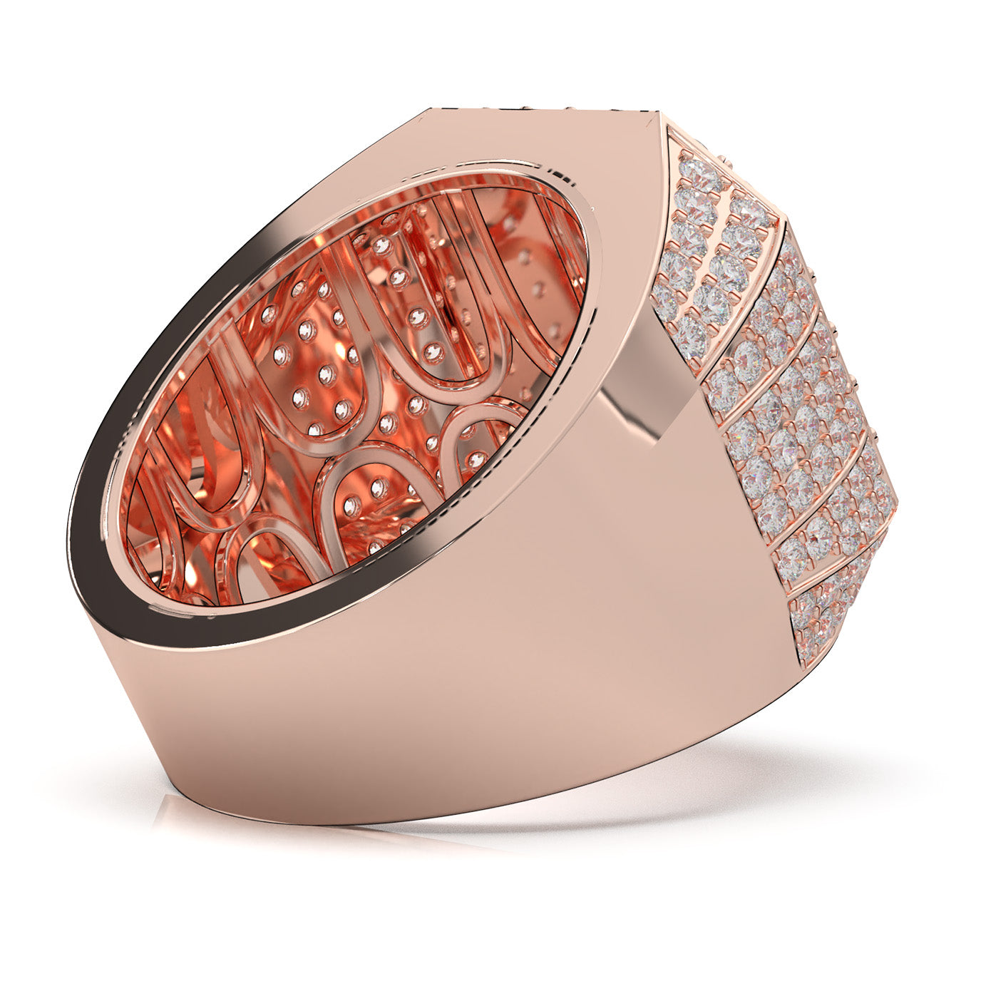 5.40 ct Moissanite Mens Rings in 14k Rose Gold