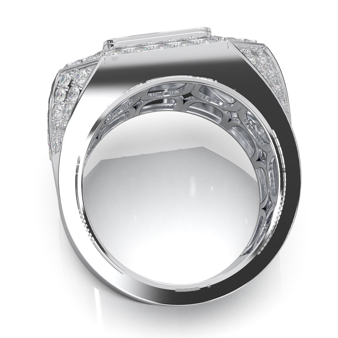 5.40 ct Moissanite Mens Rings in 14k White Gold
