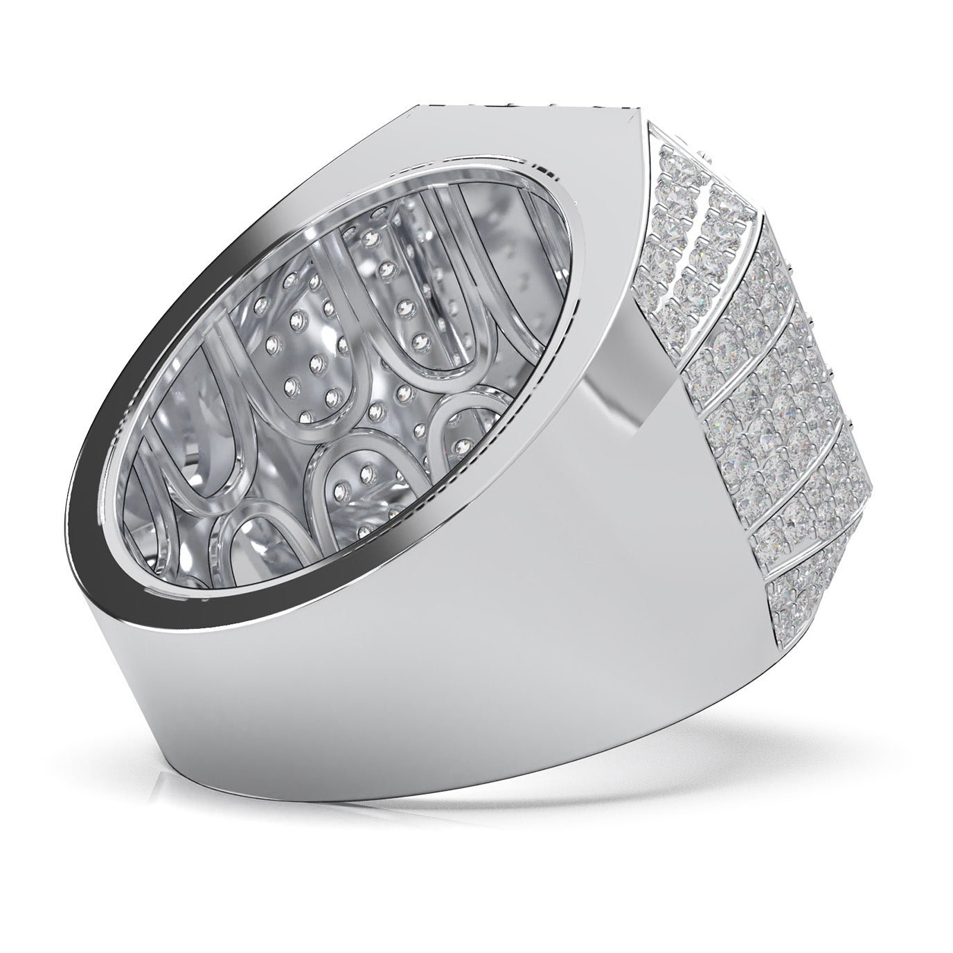 5.40 ct Moissanite Mens Rings in 14k White Gold