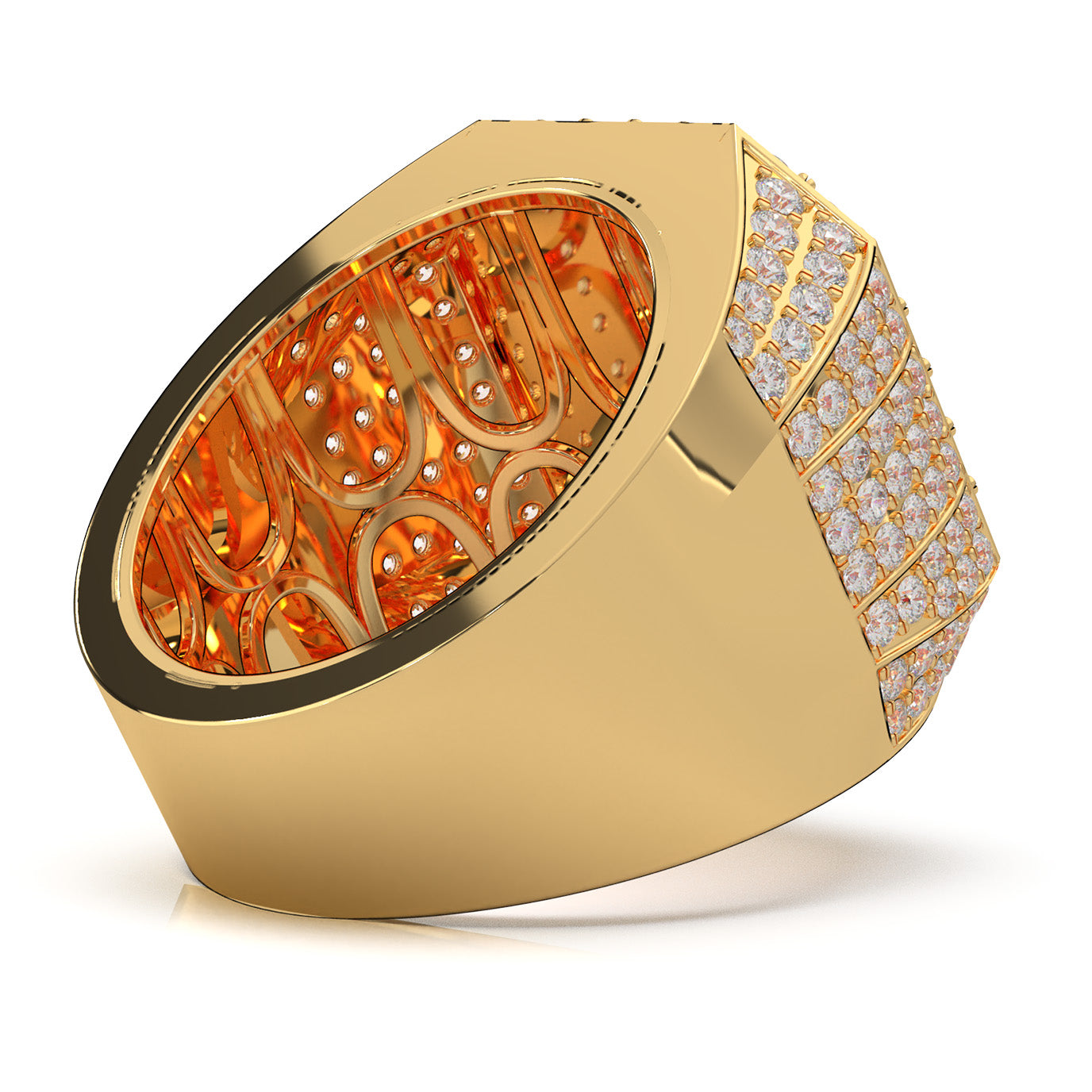 5.40 ct Moissanite Mens Rings in 14k Yellow Gold