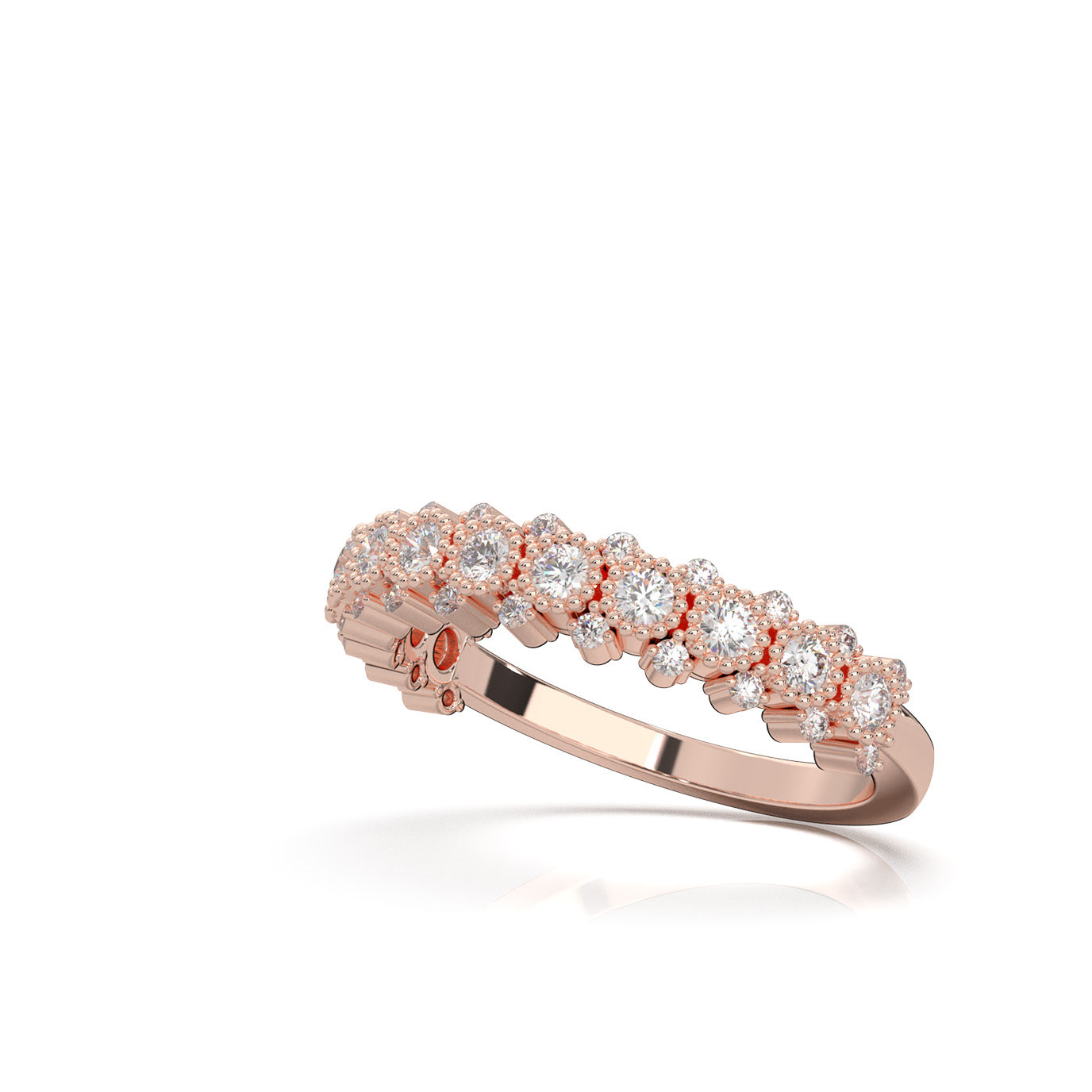 0.66 ct Natural Diamond Wedding Bands in 10k Rose Gold