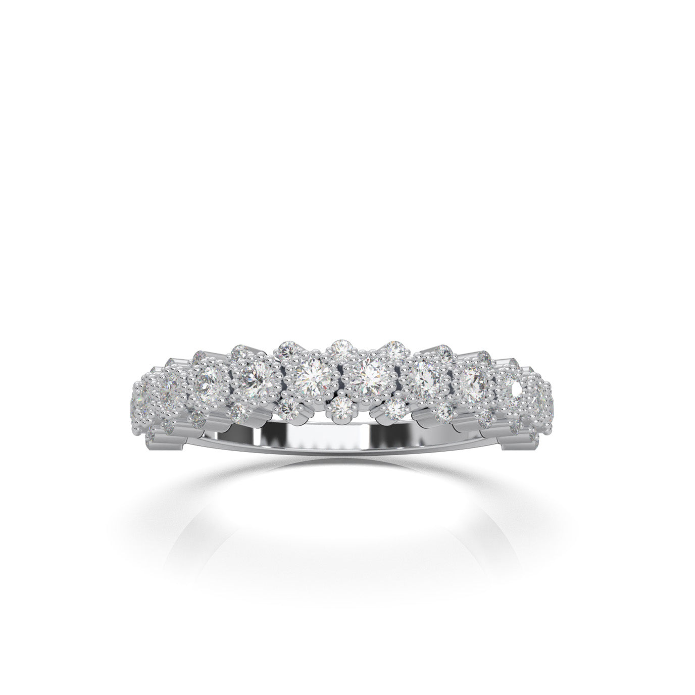 0.66 ct Natural Diamond Wedding Bands in 10k White Gold