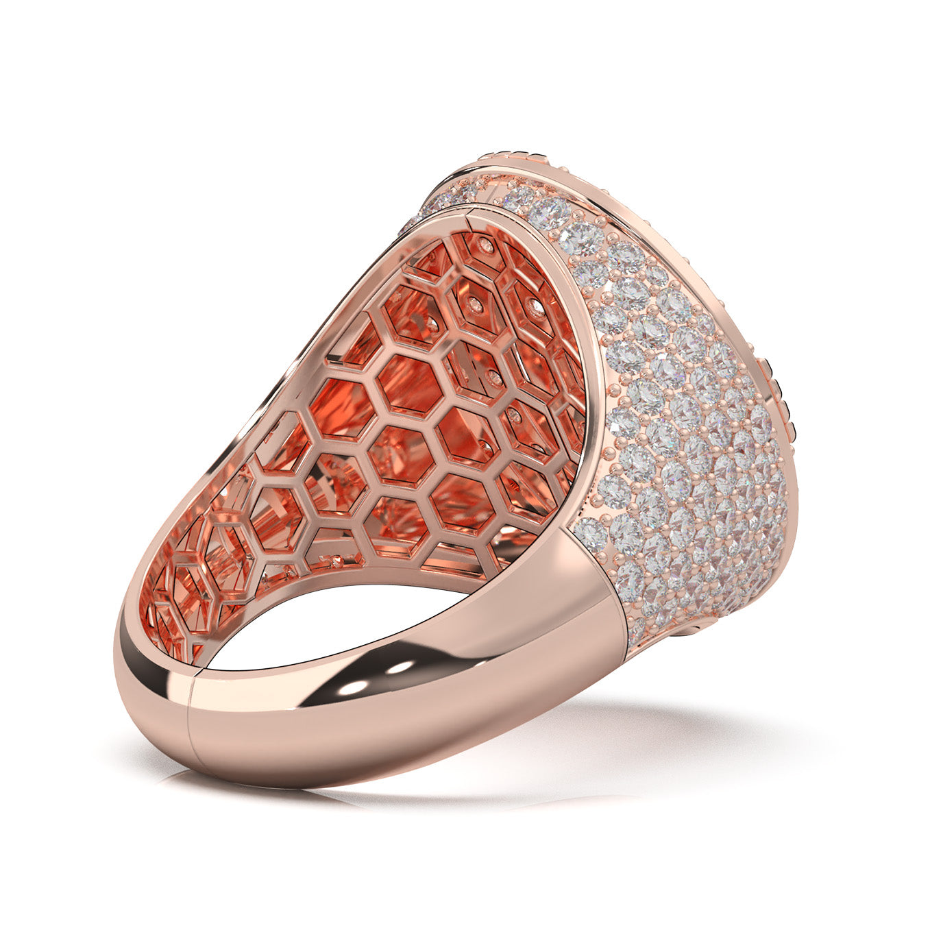 3.90 ct Moissanite Statement Mens Rings in 14k Rose Gold