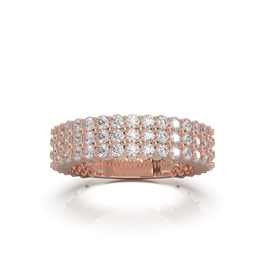 2.10 ct Natural Diamond Wedding Bands in 10k Rose Gold