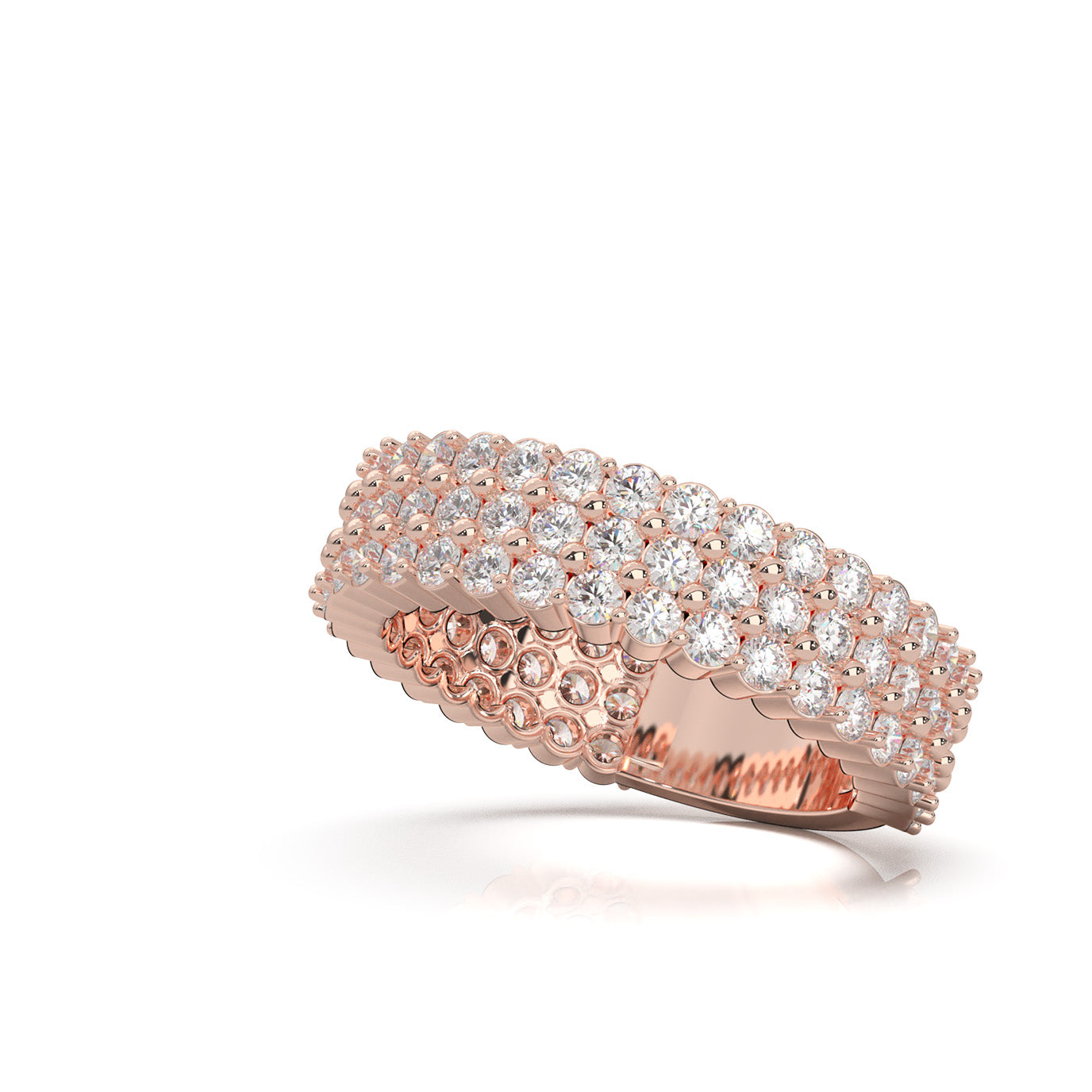 2.10 ct Natural Diamond Wedding Bands in 10k Rose Gold