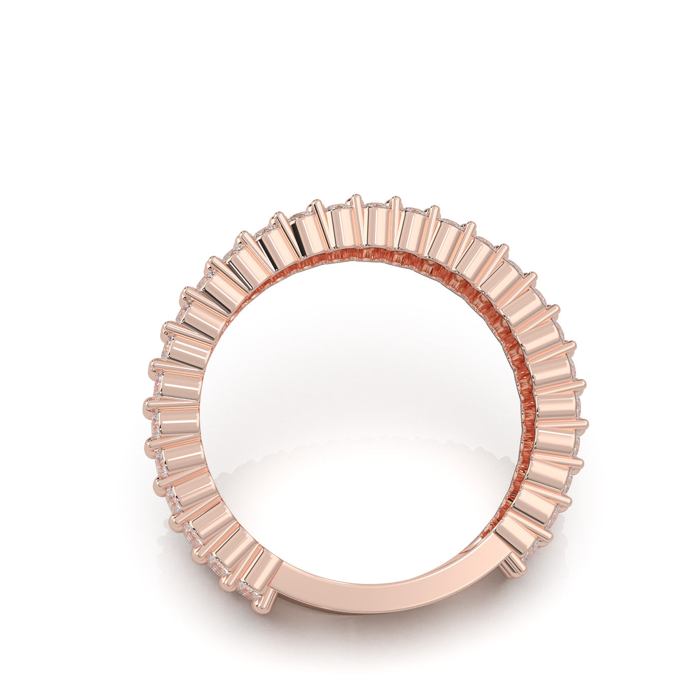 2.10 ct Natural Diamond Wedding Bands in 10k Rose Gold