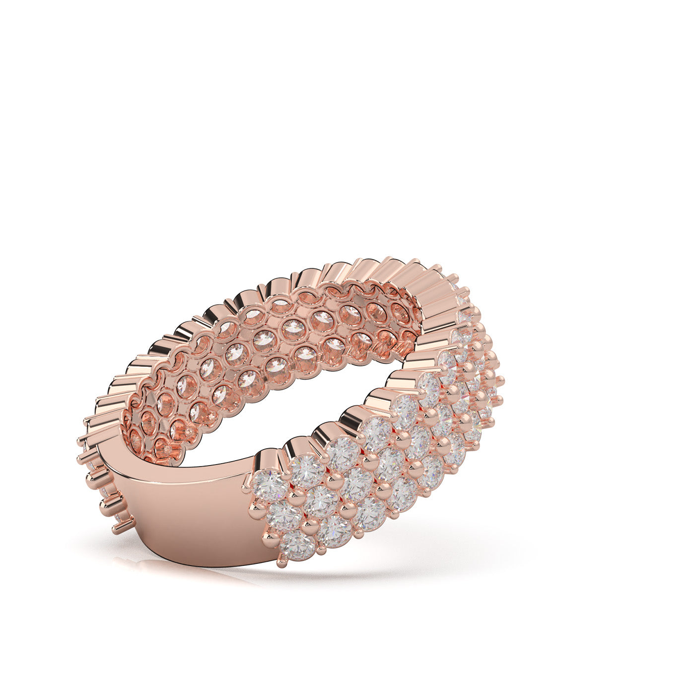 2.10 ct Natural Diamond Wedding Bands in 10k Rose Gold