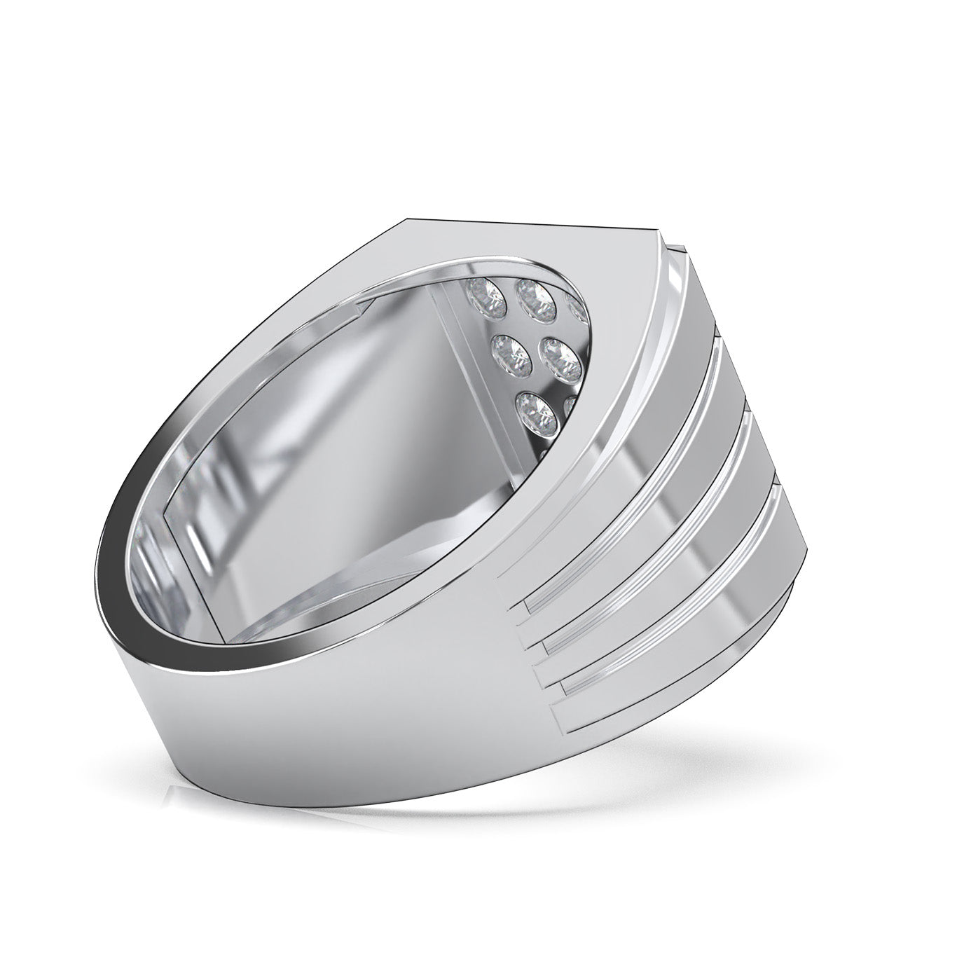 1.30 ct Moissanite Mens Rings in 14k White Gold