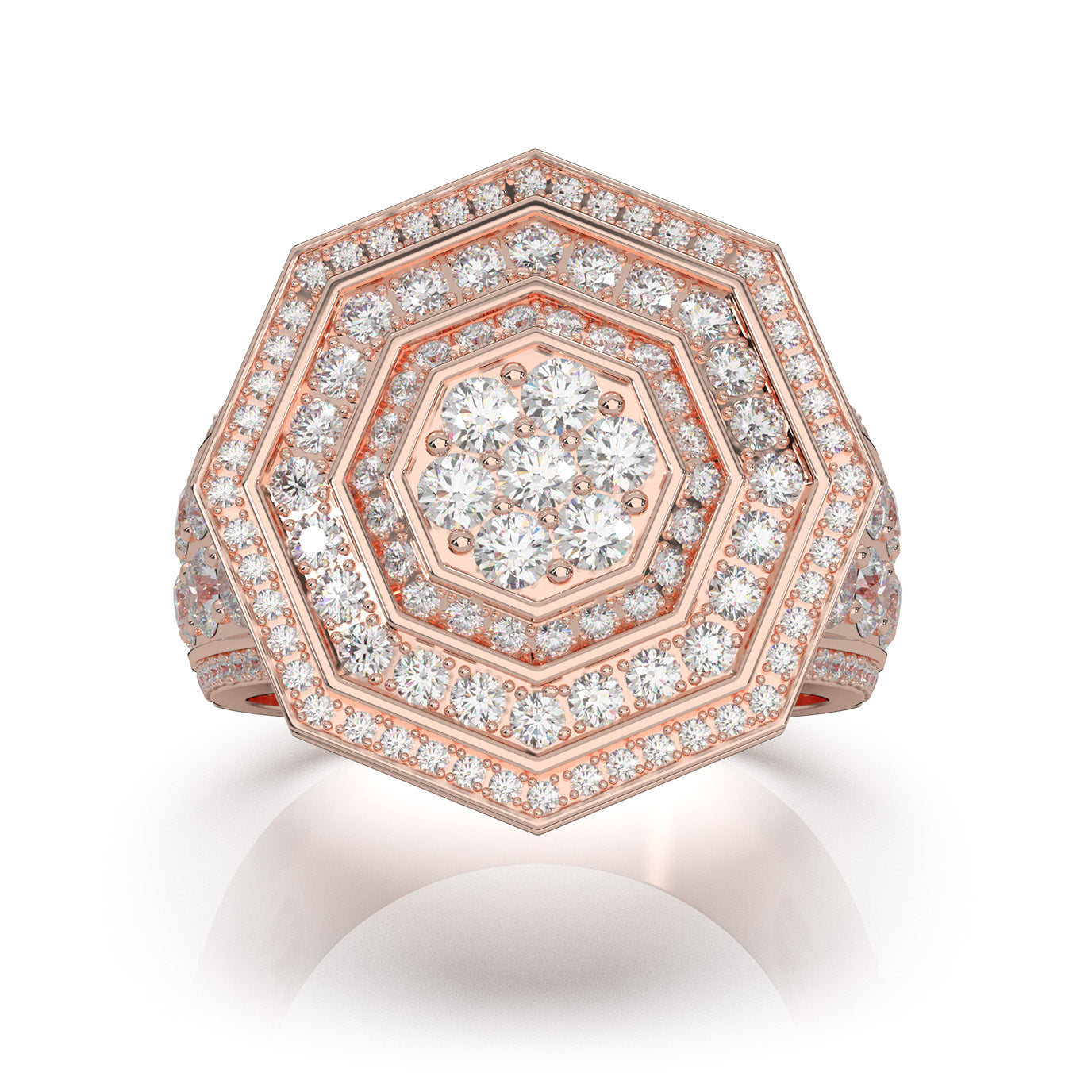3.70 ct Natural Diamond Engagement Rings in 14k Rose Gold