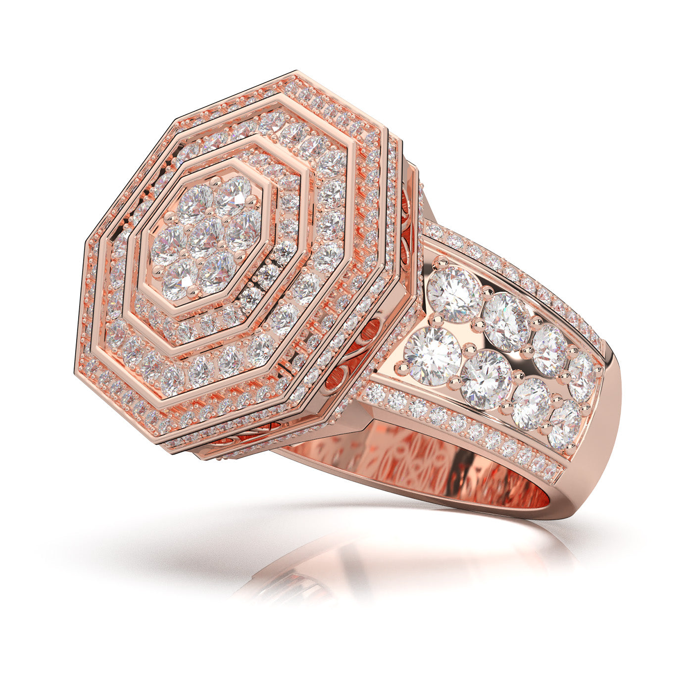 3.70 ct Natural Diamond Engagement Rings in 14k Rose Gold