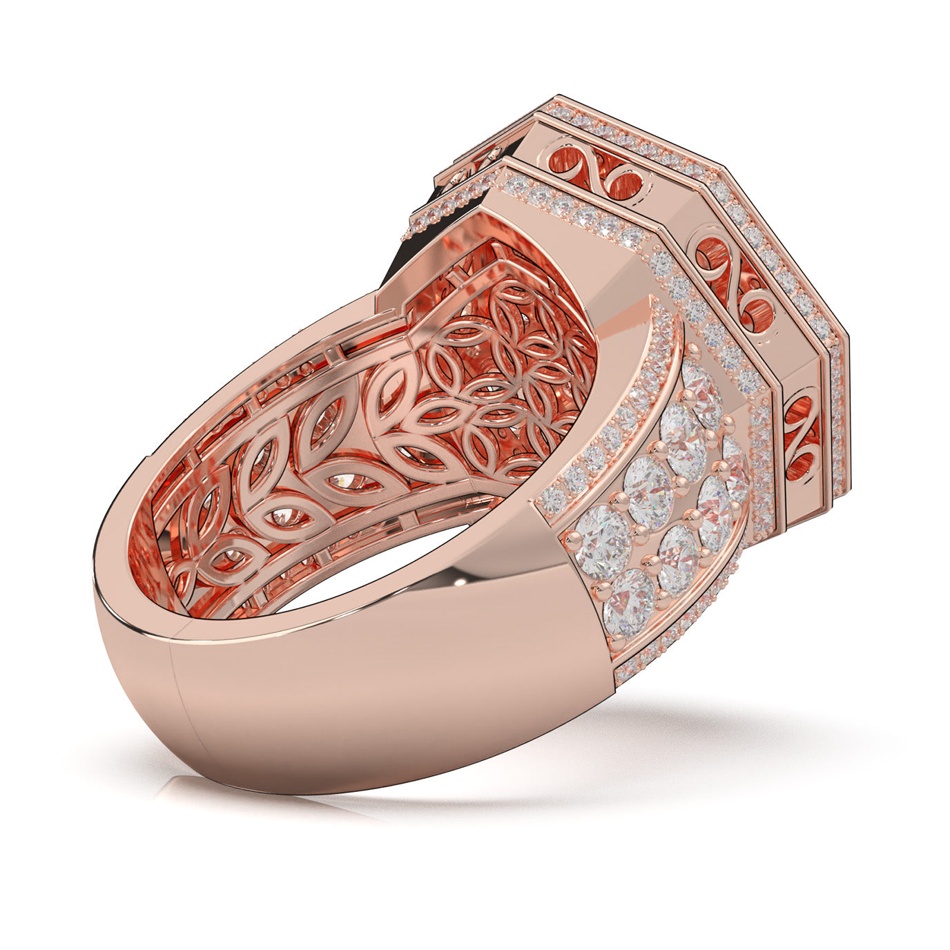 3.70 ct Natural Diamond Engagement Rings in 14k Rose Gold