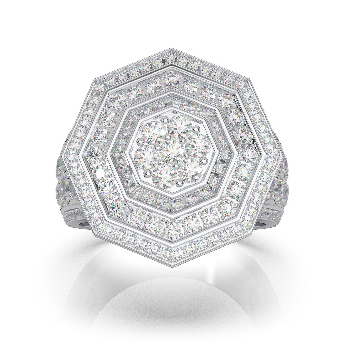 3.70 ct Natural Diamond Engagement Rings in 10k White Gold