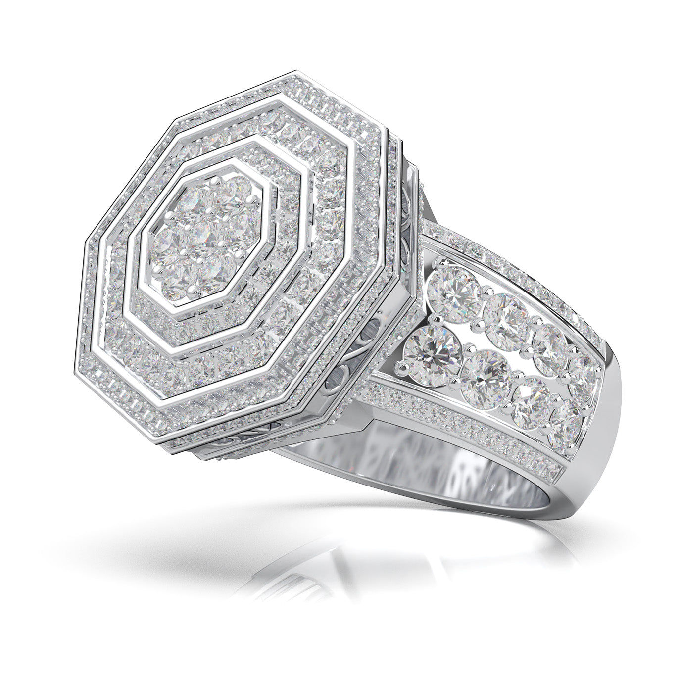 3.70 ct Natural Diamond Engagement Rings in 14k White Gold