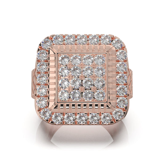 4.90 ct Moissanite Mens Rings in 10k Rose Gold