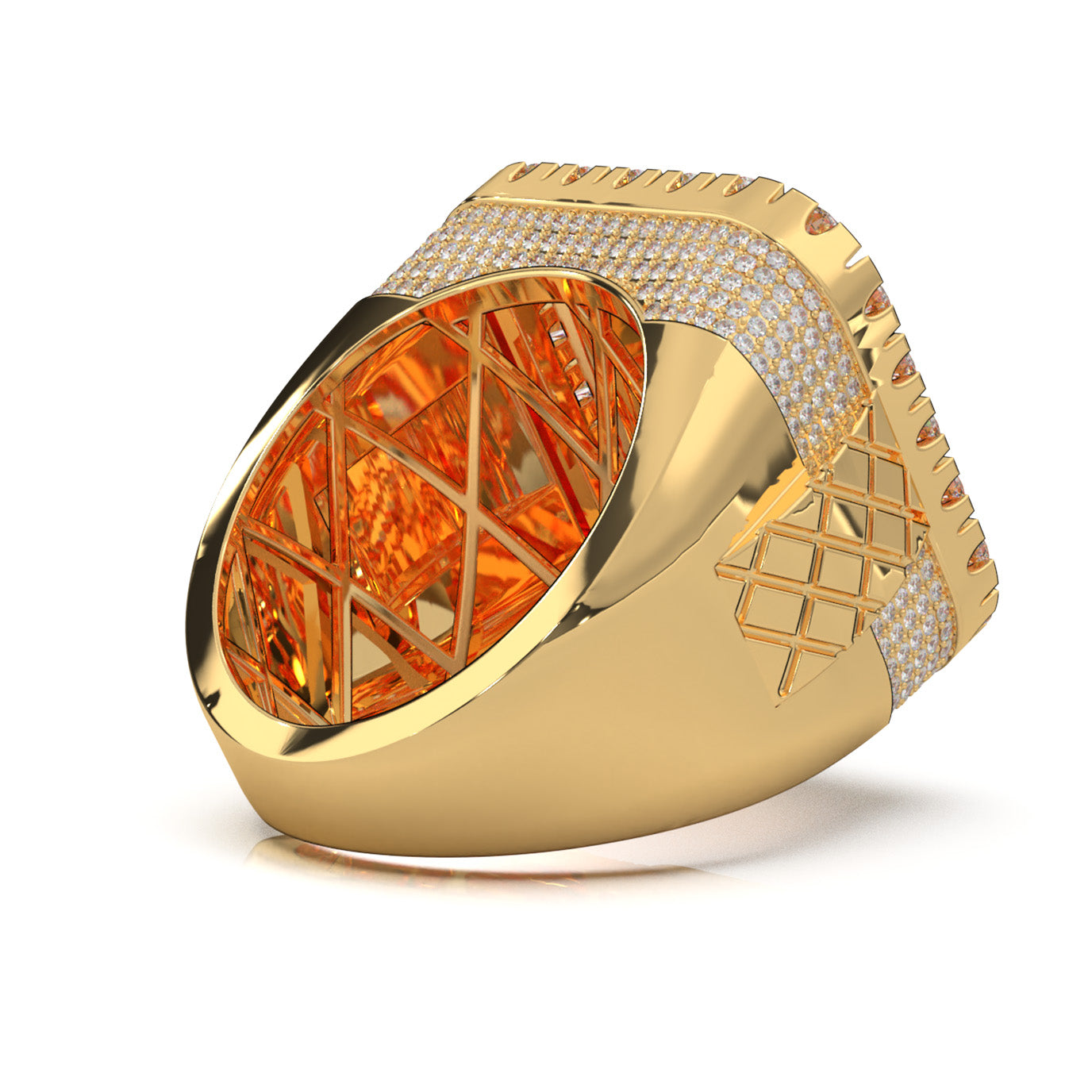 4.90 ct Moissanite Mens Rings in 10k Yellow Gold