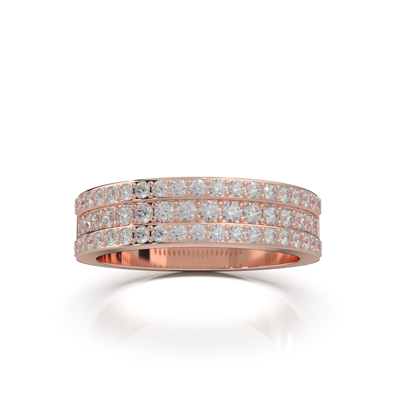 0.85 ct Moissanite Wedding Bands in 14k Rose Gold