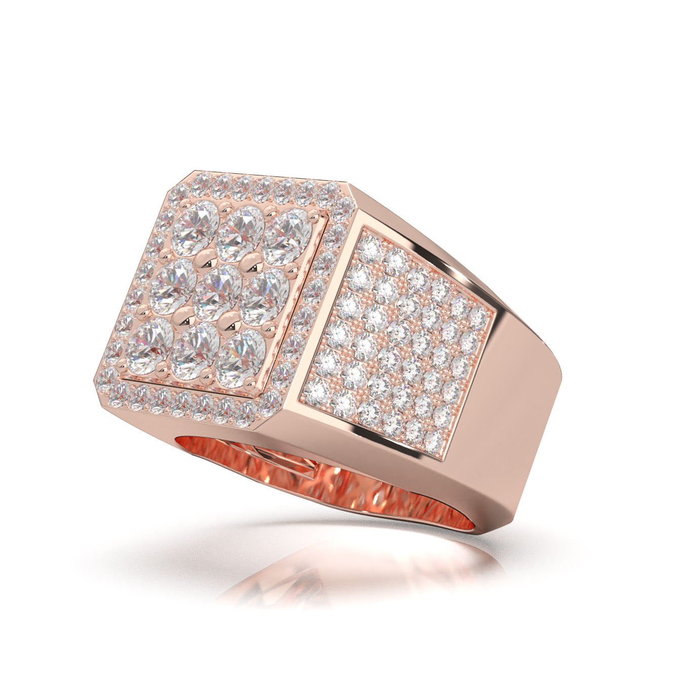 3.40 ct Natural Diamond Mens Rings in 10k Rose Gold