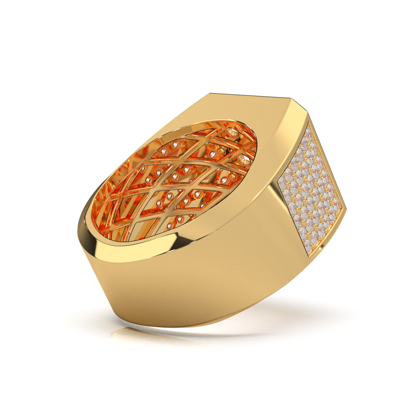 3.40 ct Moissanite Mens Rings in 14k Yellow Gold
