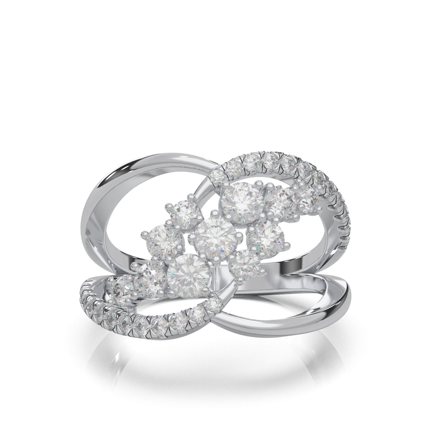 1.10 ct Natural Diamond Fancy Rings in 14k White Gold