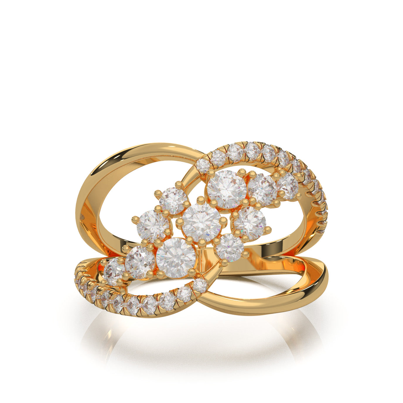 1.10 ct Natural Diamond Fancy Rings in 14k Yellow Gold