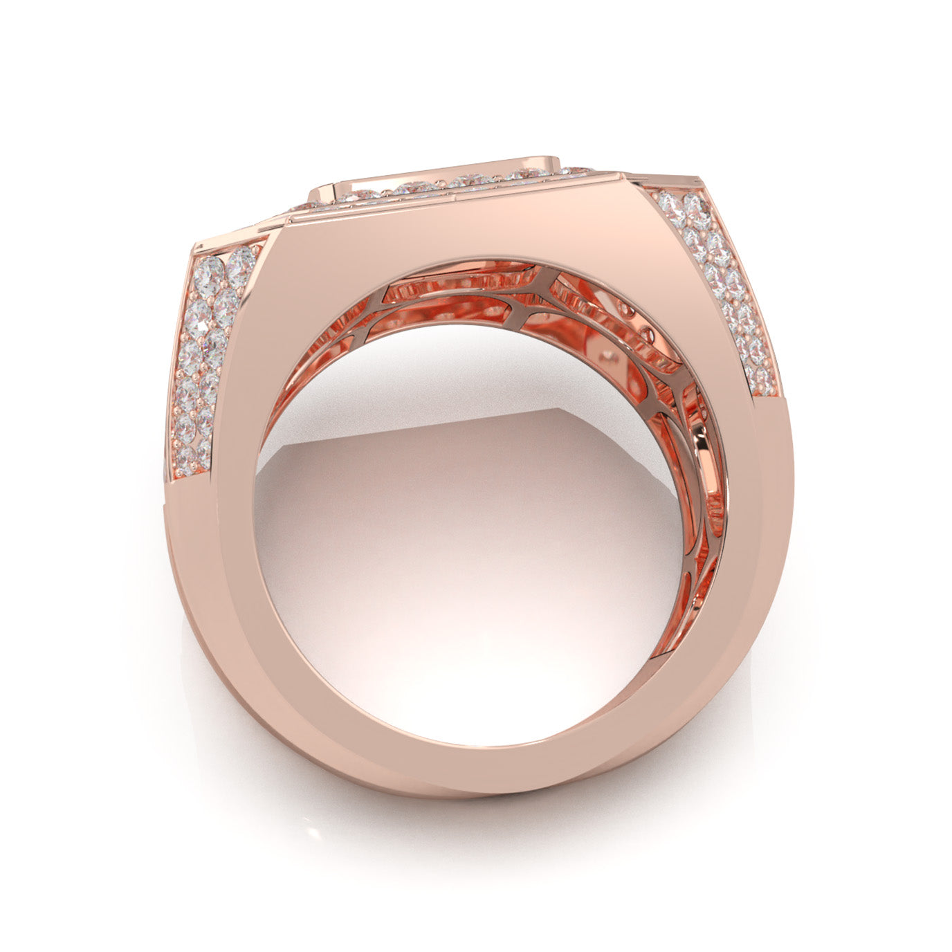 5.30 ct Lab Grown Diamond Mens Rings in 14k Rose Gold