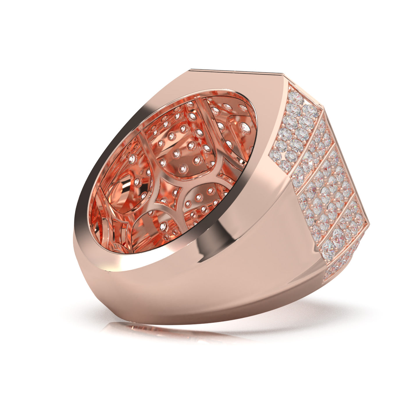 5.30 ct Moissanite Mens Rings in 10k Rose Gold